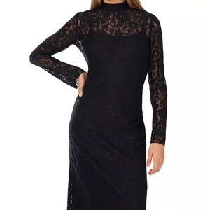 VINCE CAMUTO BLACK LACE LONG SLEEVE DRESS